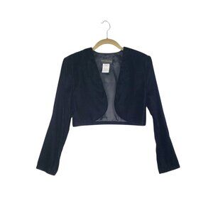 Scott McClintock Black Velvet Bolero Jacket Long Sleeve Shrug Vtg Evening MP